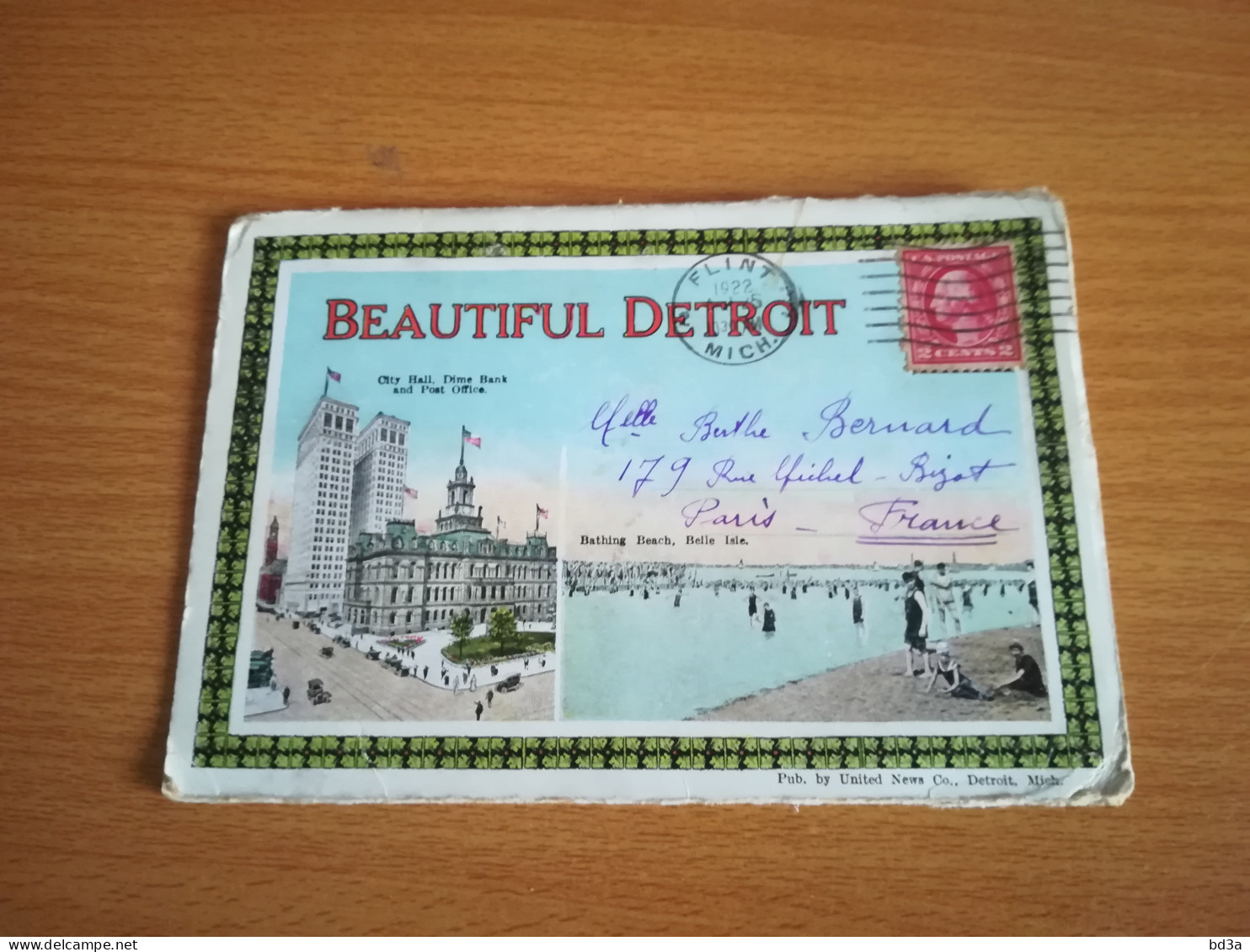  CARTE LETTRE DETROIT USA  POUR PARIS 1922 6 VUES  - Detroit