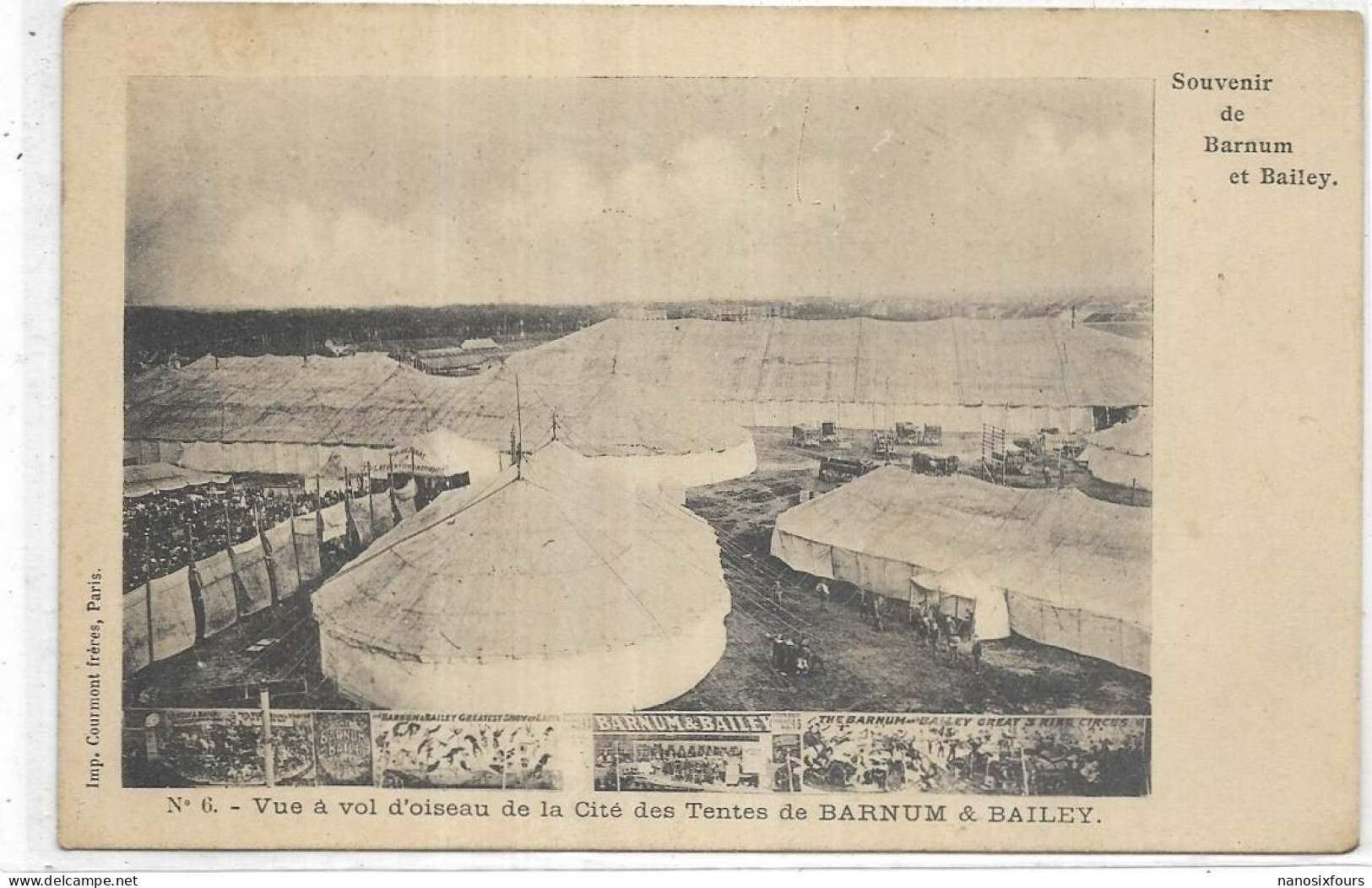 SPECTACLE.  CIRQUE..SOUVENIR DE BARNUM ET BALLEY. VUE A VOL D OISEAU N 6 - 100 - 499 Cartes