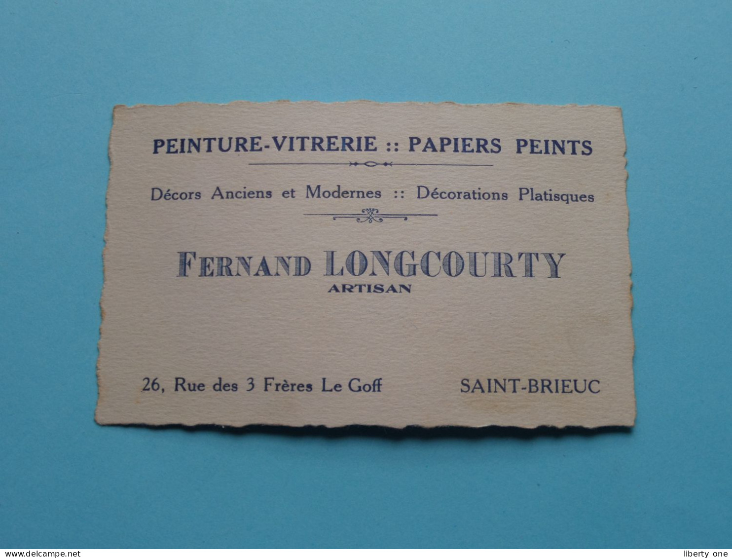 FERNAND LONGCOURTY Artisan > SAINT-BRIEUC Peinture-Vitrerie ( Voir SCAN ) La FRANCE ! - Visitenkarten