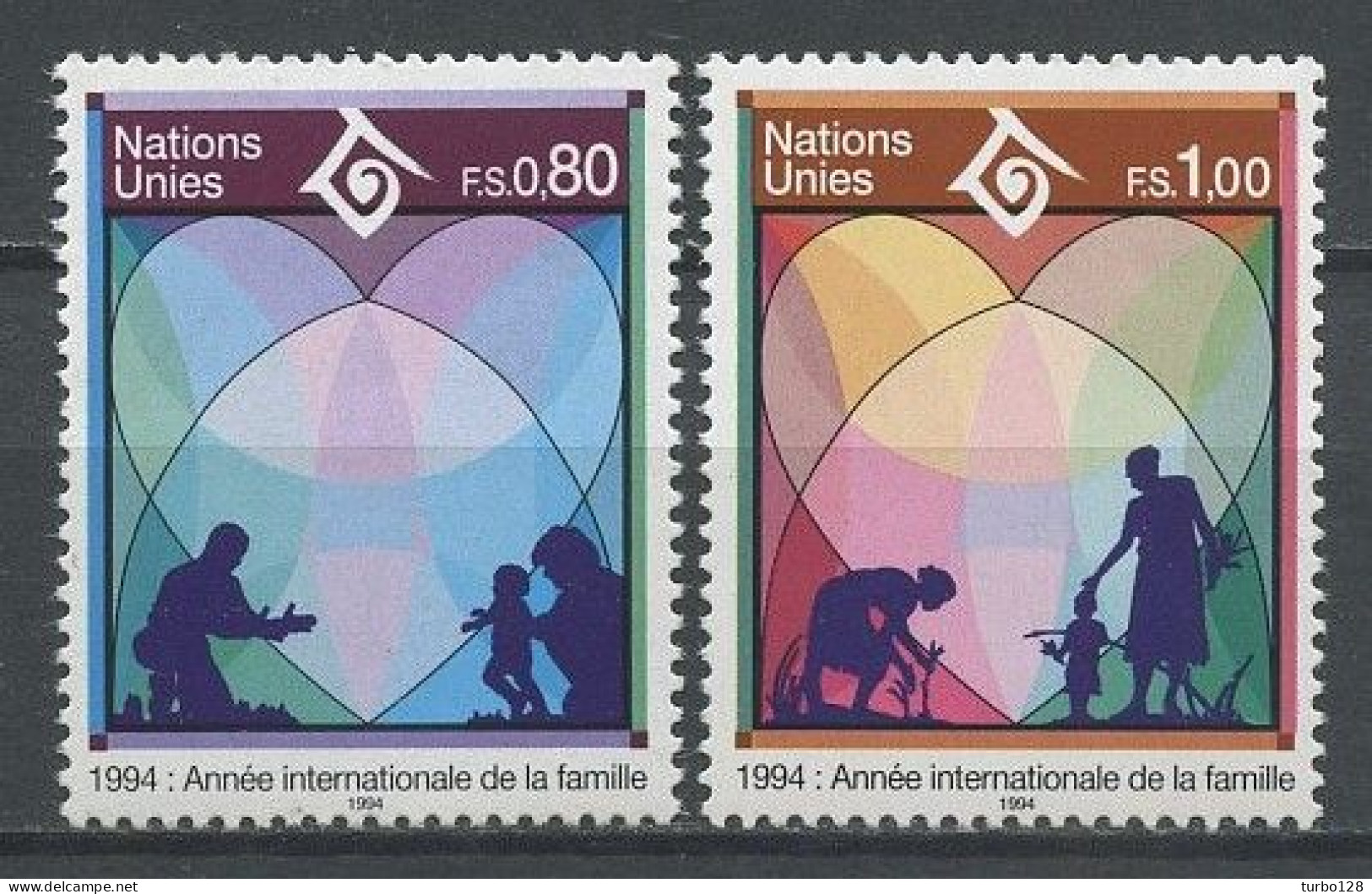 N.U. GENEVE 1994 N° 263/264 ** Neufs MNH  Superbes C 3.60 € Année De La Famille Coeur Couple Enfant Flore Graminés - Ongebruikt