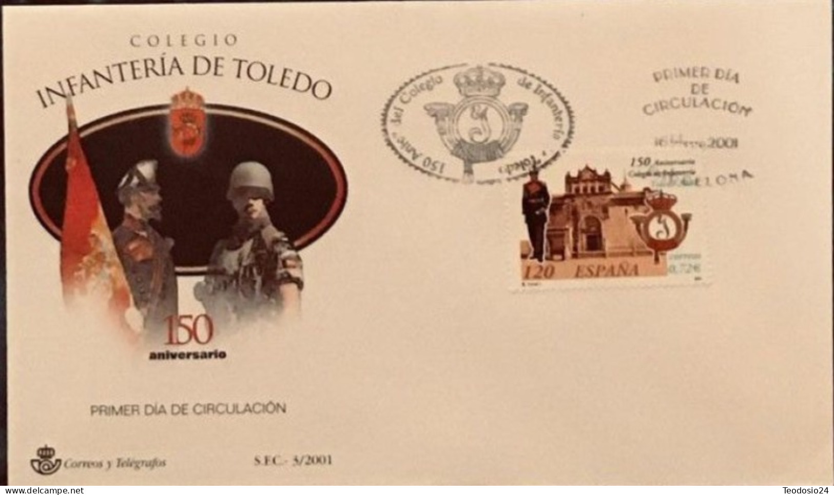 FDC  2001.-COLEGIO INFANTERIA TOLEDO - FDC