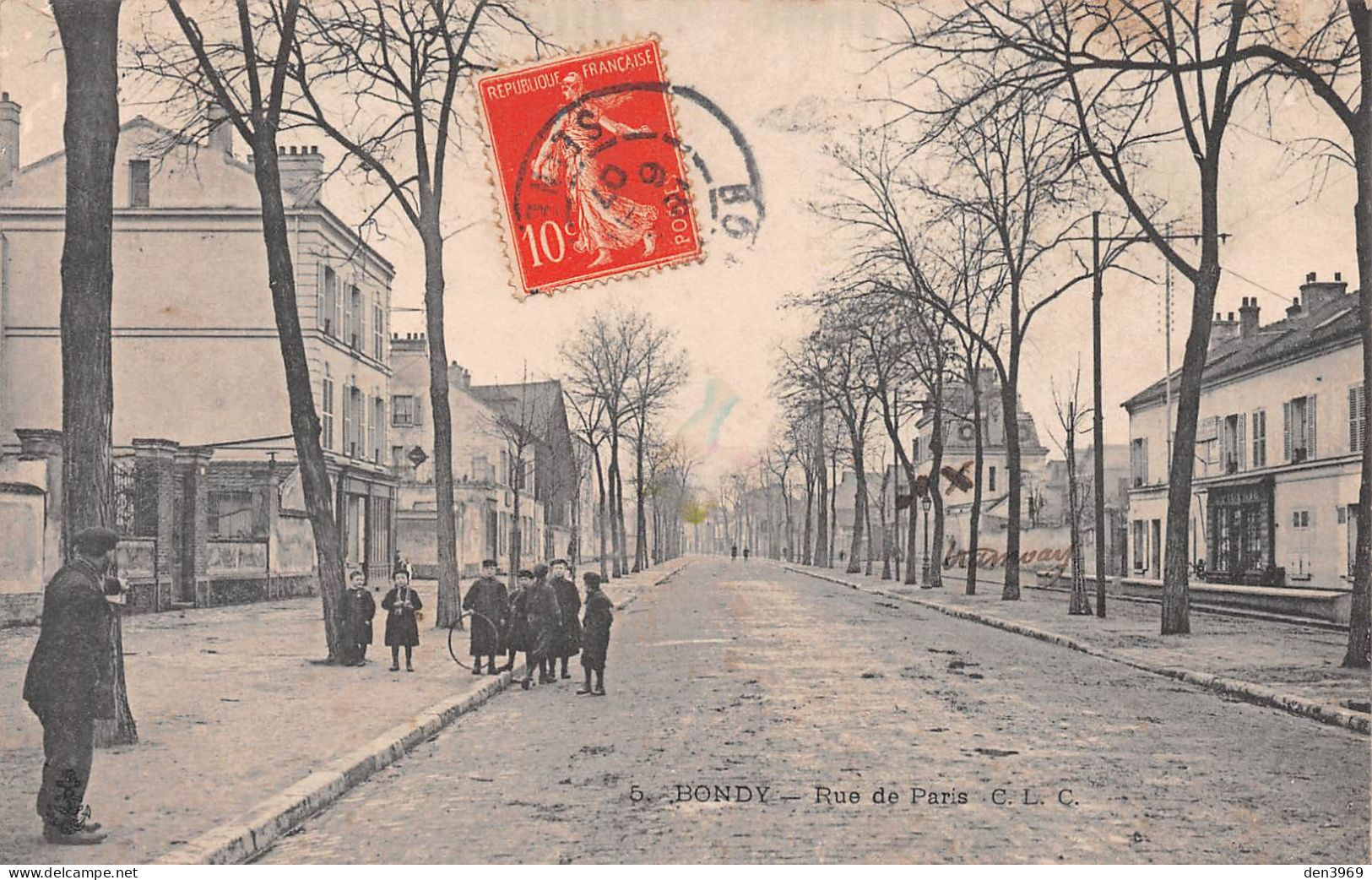 BONDY (Seine-Saint-Denis) - Rue De Paris - Jeu De Cerceau - Voyagé 1907 (2 Scans) Drieu, 9 Rue Lecoulteux à Dijon - Bondy