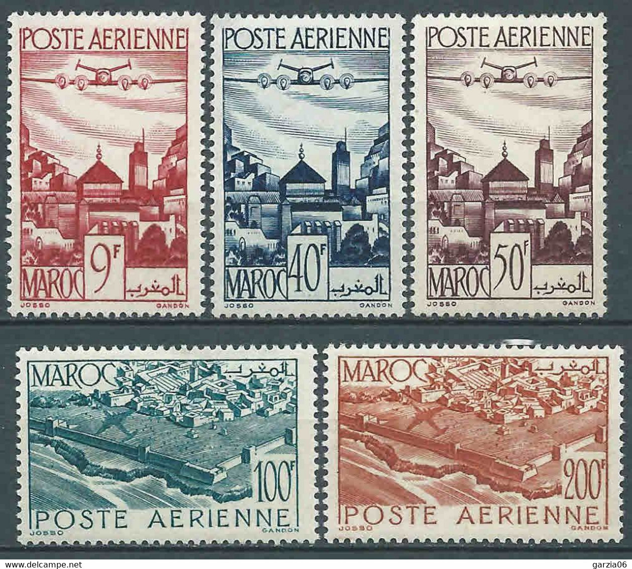 Maroc - 1947  - Vues  - PA N° 60 à 64  - Neufs * - MLH - Poste Aérienne