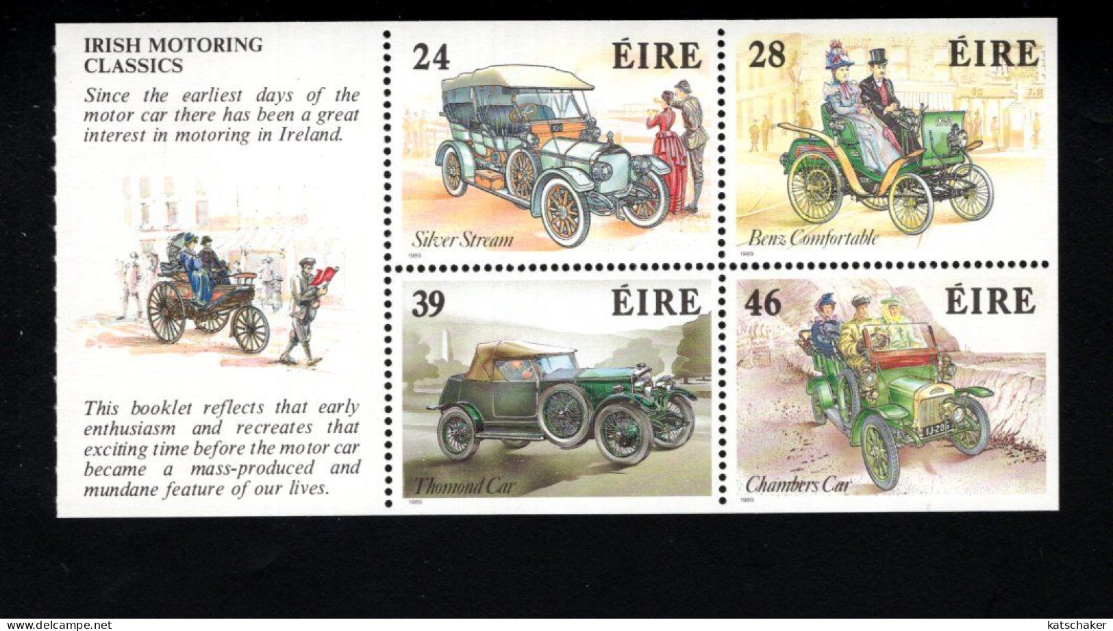 1997033618 1989  SCOTT 739A  (XX) POSTFRIS  MINT NEVER HINGED - CLASSIC AUTOMOBILES BOOKLET PANE SMALLER MARGE LEFT - Nuovi