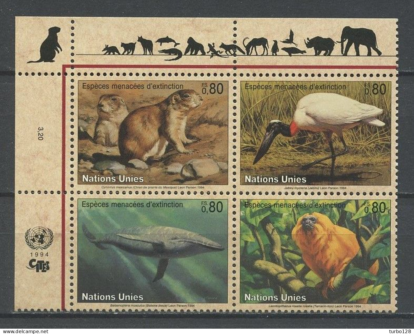N.U. GENEVE 1994 N° 265/268 ** Neufs MNH  Superbes C 8 € Protection De La Nature Faune Animaux Oiseau Bird Jabiru Balei - Unused Stamps