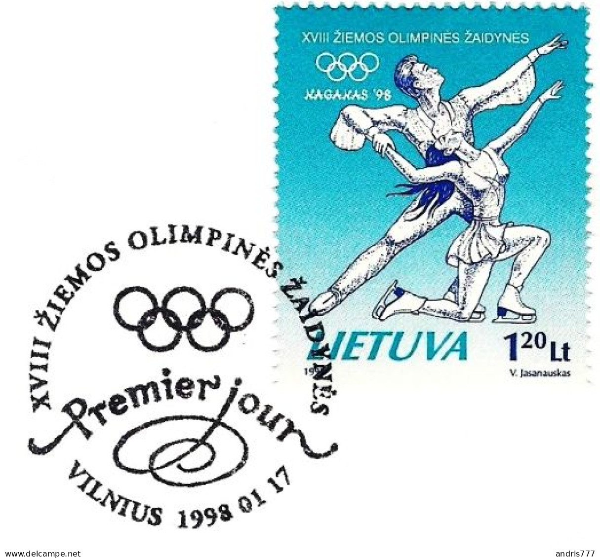 Lithuania Litauen Lituanie 1998 (01) Winter Olympic Games Nagano Figure Skating (addressed FDC) - Litauen