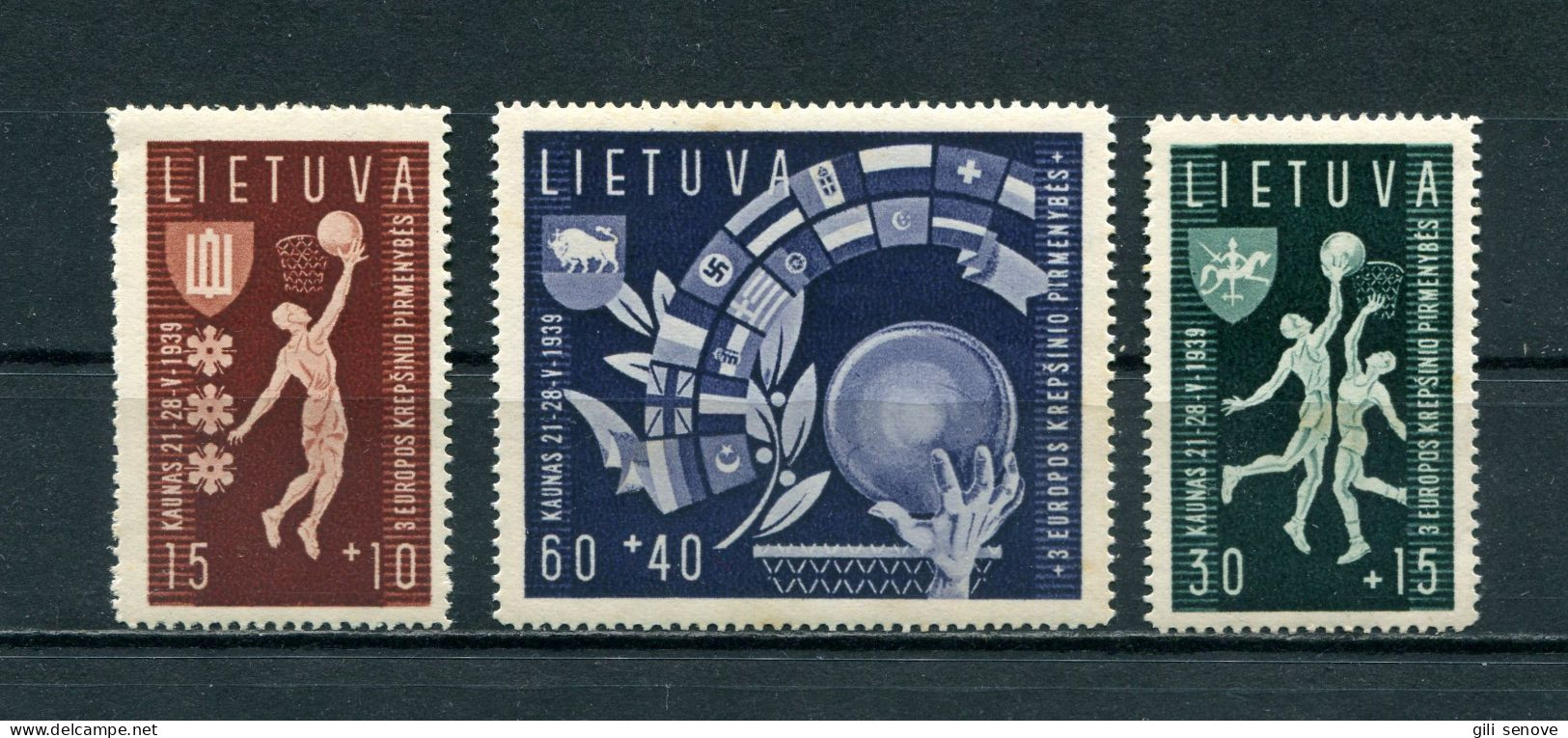 Lithuania 1939 Mi. 429-431 Sc B52-54 Basketball MNH** - Litauen