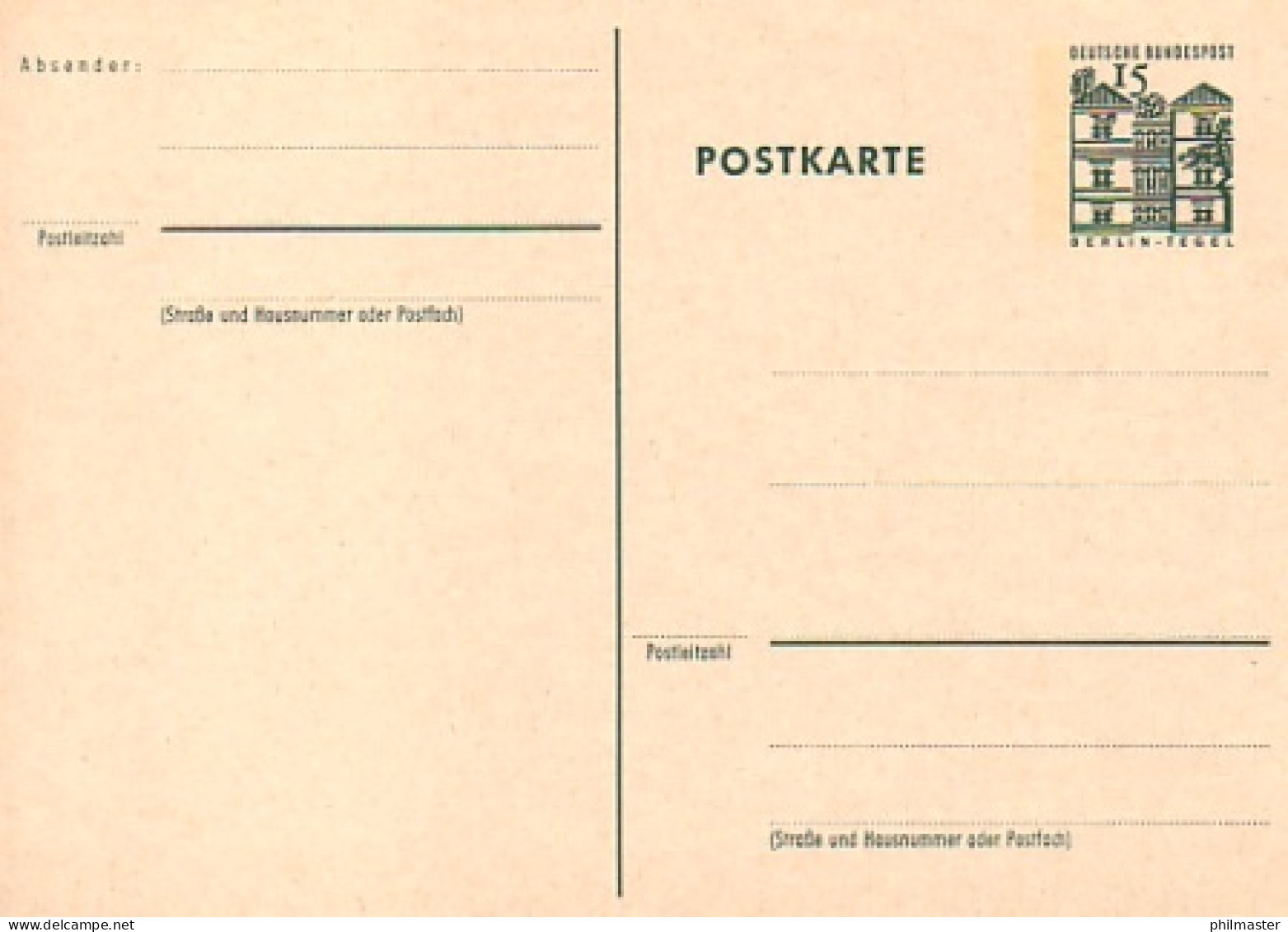 P 82 Bauwerke I 15 Pf Postkarte Oben ** Wie Verausgabt - Cartoline - Nuovi