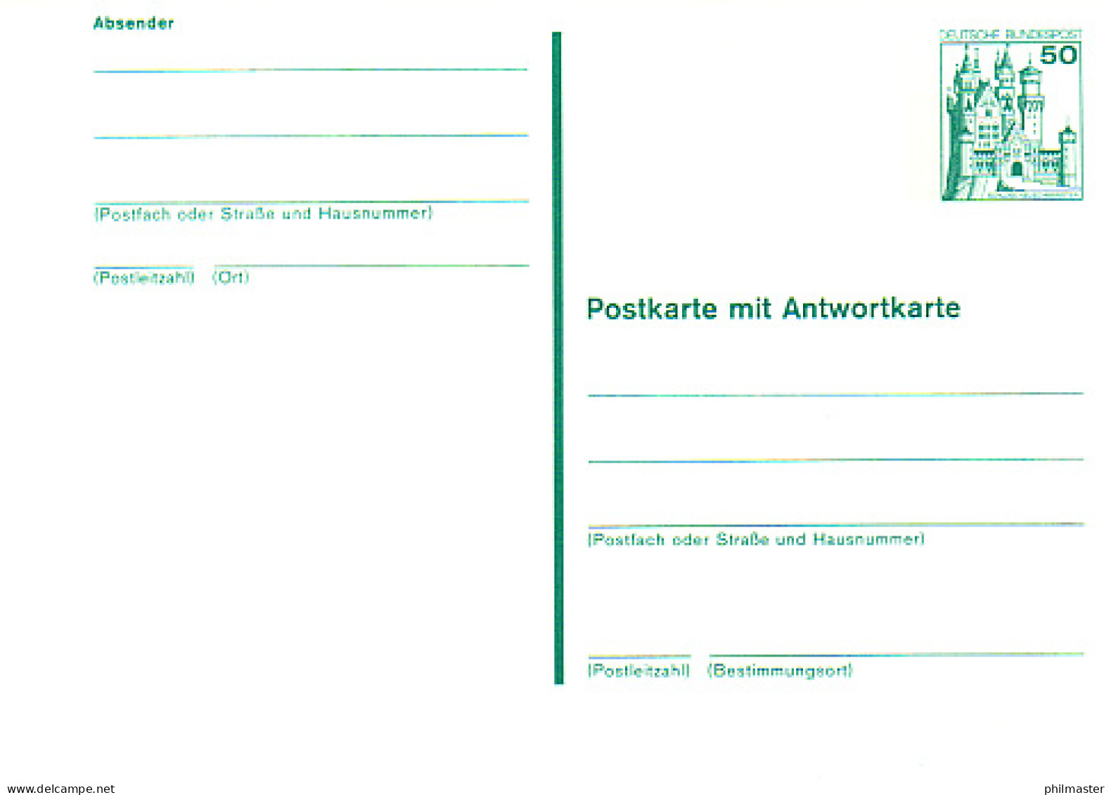 P 128 BuS 50/50 Pf Strichlinien, Mit Leitvermerke ** Wie Verausgabt - Postkarten - Ungebraucht