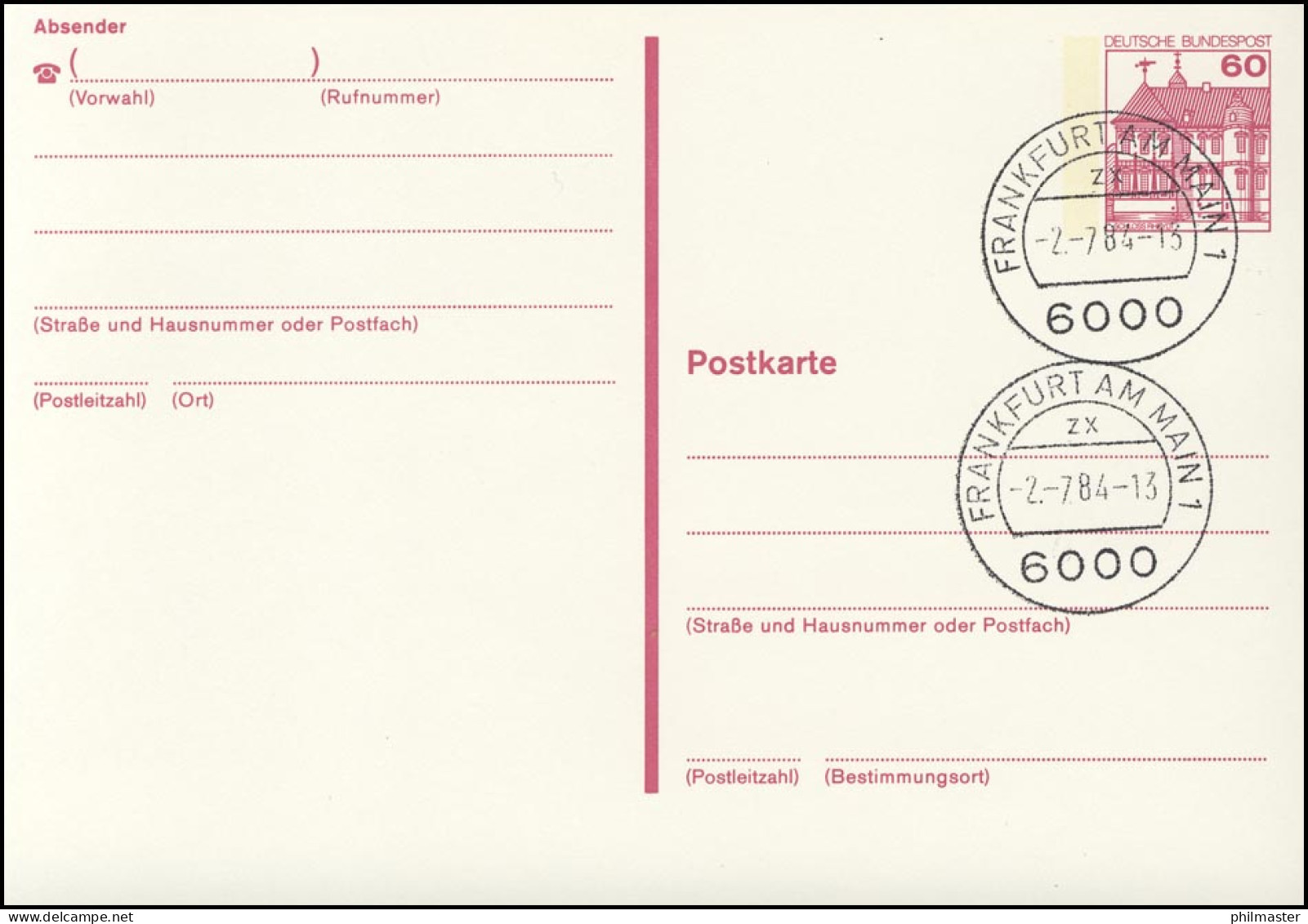P 135 II BuS 60 Pf Letterset VS-O Frankfurt / Main - Postkarten - Ungebraucht