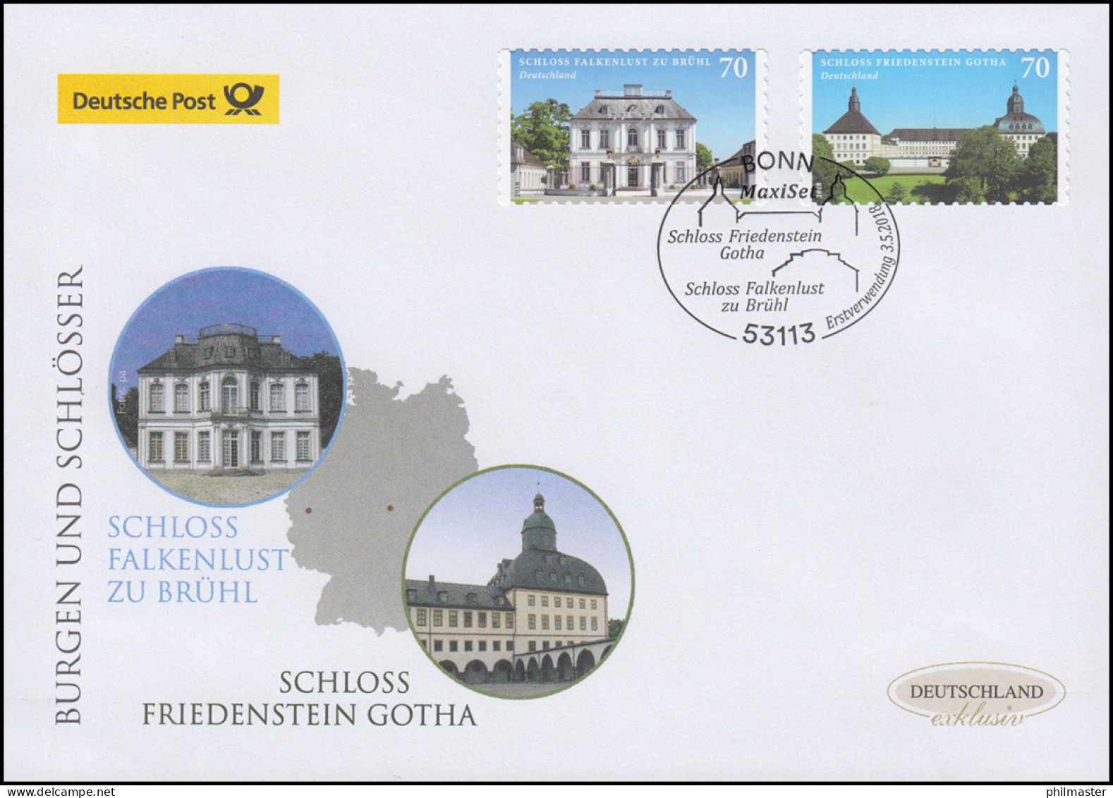 3388-3389 Falkenlust Und Friedenstein Selbstkl. Schmuck-FDC Deutschland Exklusiv - Briefe U. Dokumente