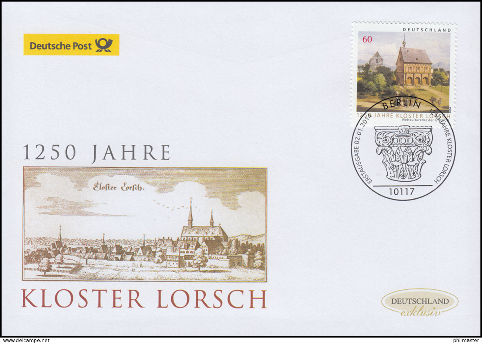 3050 UNESCO: Kloster Lorsch, Nassklebend, Schmuck-FDC Deutschland Exklusiv - Cartas & Documentos