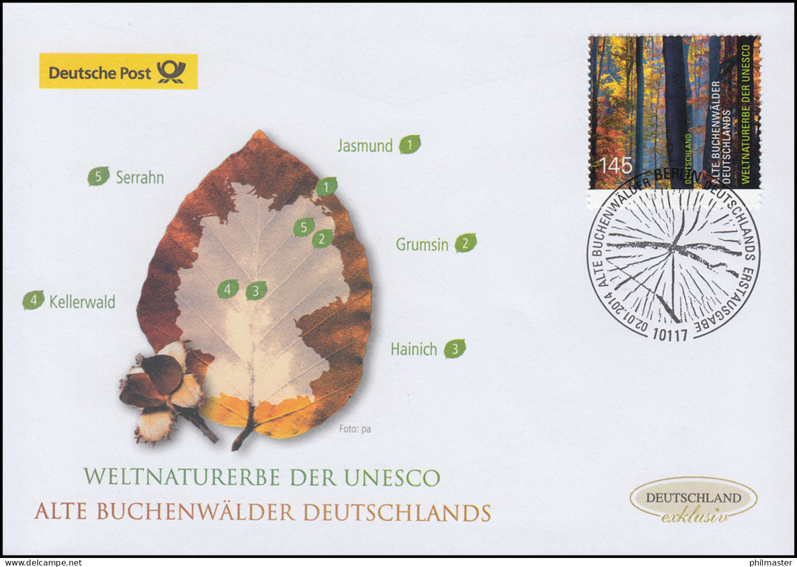 3052 UNESCO: Alte Buchenwälder, Nassklebend, Schmuck-FDC Deutschland Exklusiv - Covers & Documents