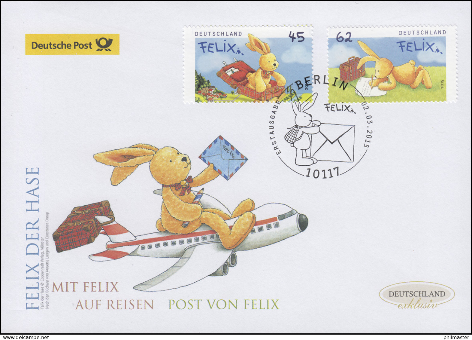 3140-3141 Felix, Der Hase, Satz Auf Schmuck-FDC Deutschland Exklusiv - Covers & Documents