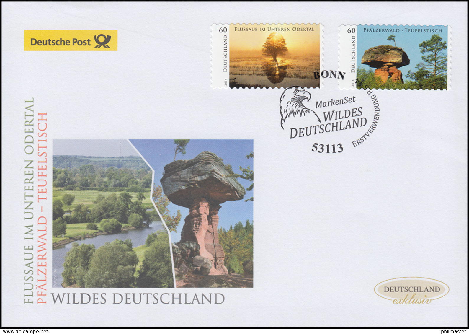 3080-3081 Wildes Deutschland 2014 Selbstklebend Schmuck-FDC Deutschland Exklusiv - Cartas & Documentos