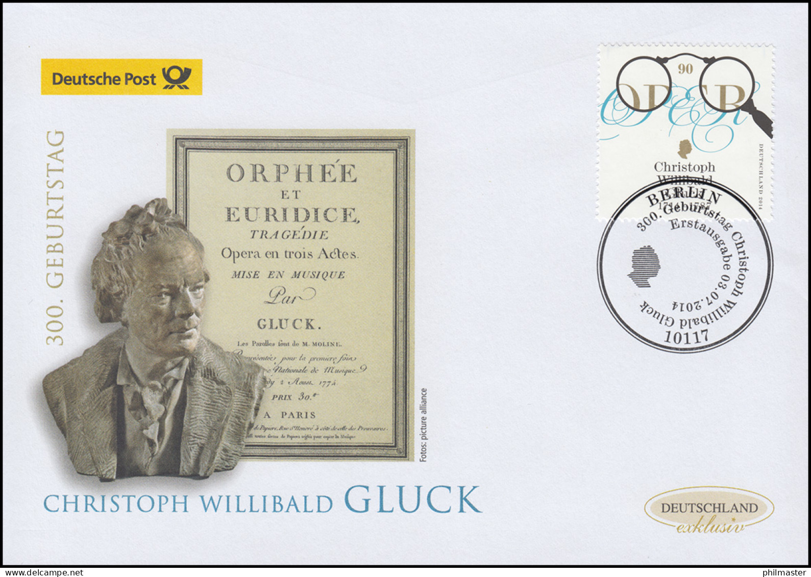 3092 Komponist Christoph Willibald Gluck, Schmuck-FDC Deutschland Exklusiv - Lettres & Documents