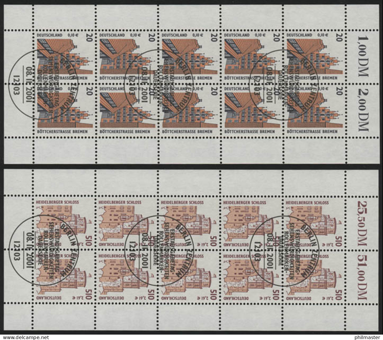 2224-2225 SWK 20 Pf / 510 Pf - 10er-Bogen-Satz ESSt Berlin - 2001-2010