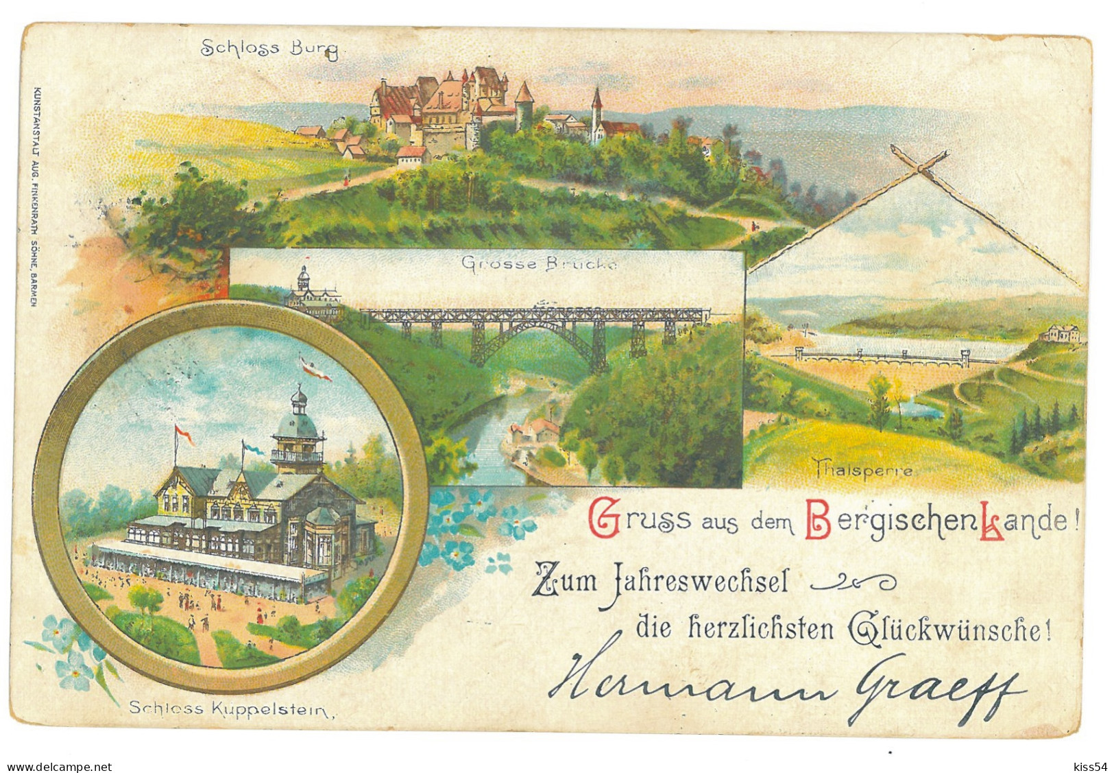 GER 23 - 16829 BERGISCHEN LANDE, Litho, Germany - Old Postcard - Used - 1897 - Bergisch Gladbach