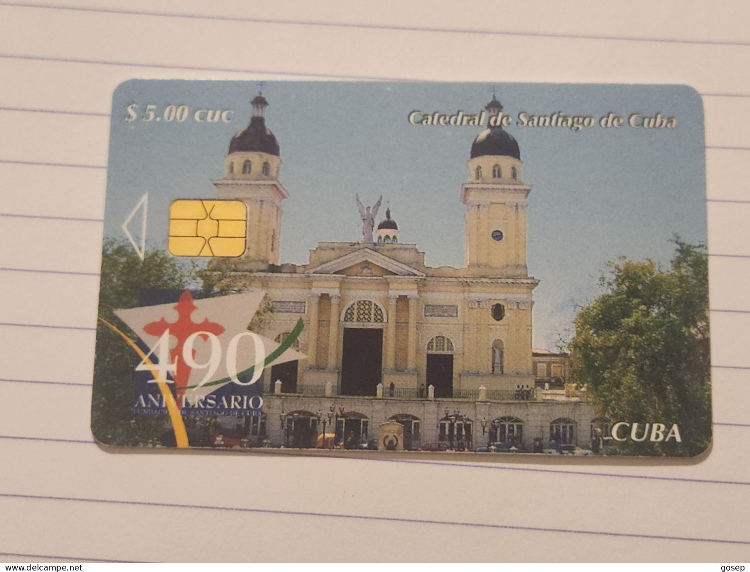 CUBA-(CU-ETE-0239)-Santiago De Cuba Cathedral-(74)-($5.00)-(0007149068)-used Card+1card Prepiad Free - Kuba