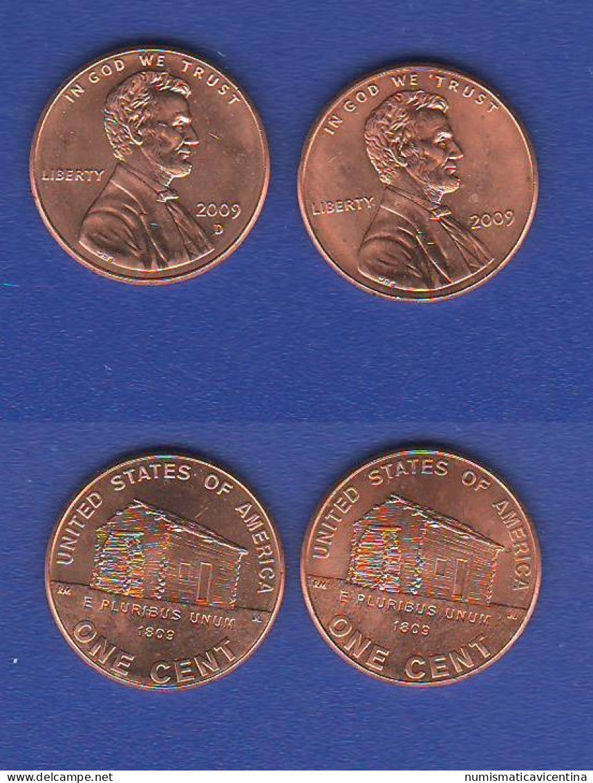 United States 2 X ONE Lincoln CENT 2009 Kentucky House Mint D + No Mint 1 Cent Lincoln America USA - 1959-…: Lincoln, Memorial Reverse