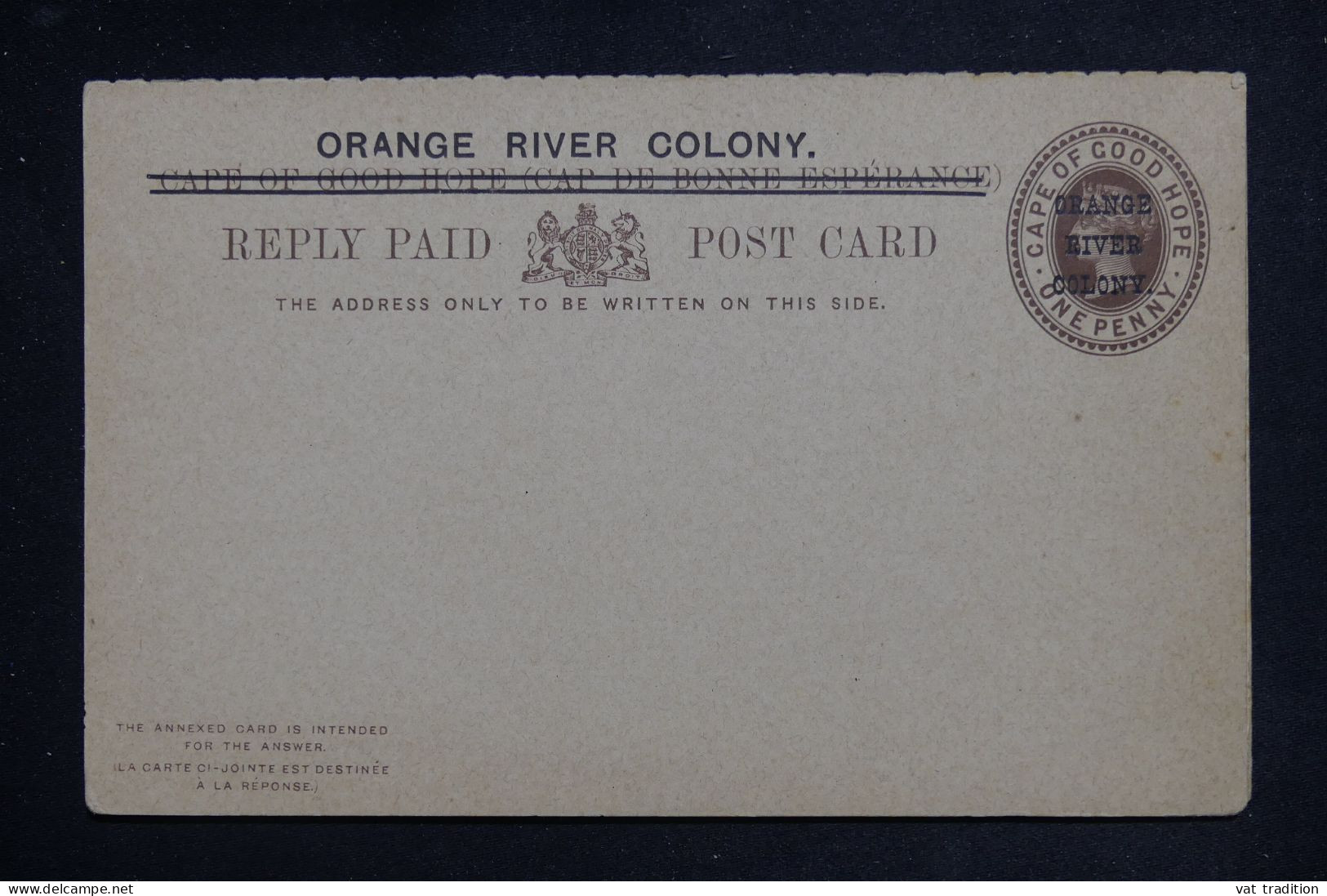 ORANGE - Entier Postal Type Victoria Surchargé + Réponse Non Utilisé - L 151137 - Stato Libero Dell'Orange (1868-1909)