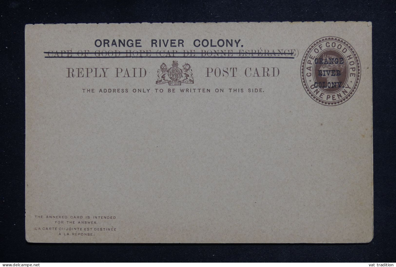 ORANGE - Entier Postal Type Victoria Surchargé + Réponse Non Utilisé - L 151137 - Oranje Vrijstaat (1868-1909)