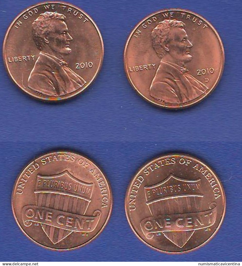 United States 2 X One Cent 2010 Mint D + 1 Cent No Mint Lincoln America  USA - 1959-…: Lincoln, Memorial Reverse