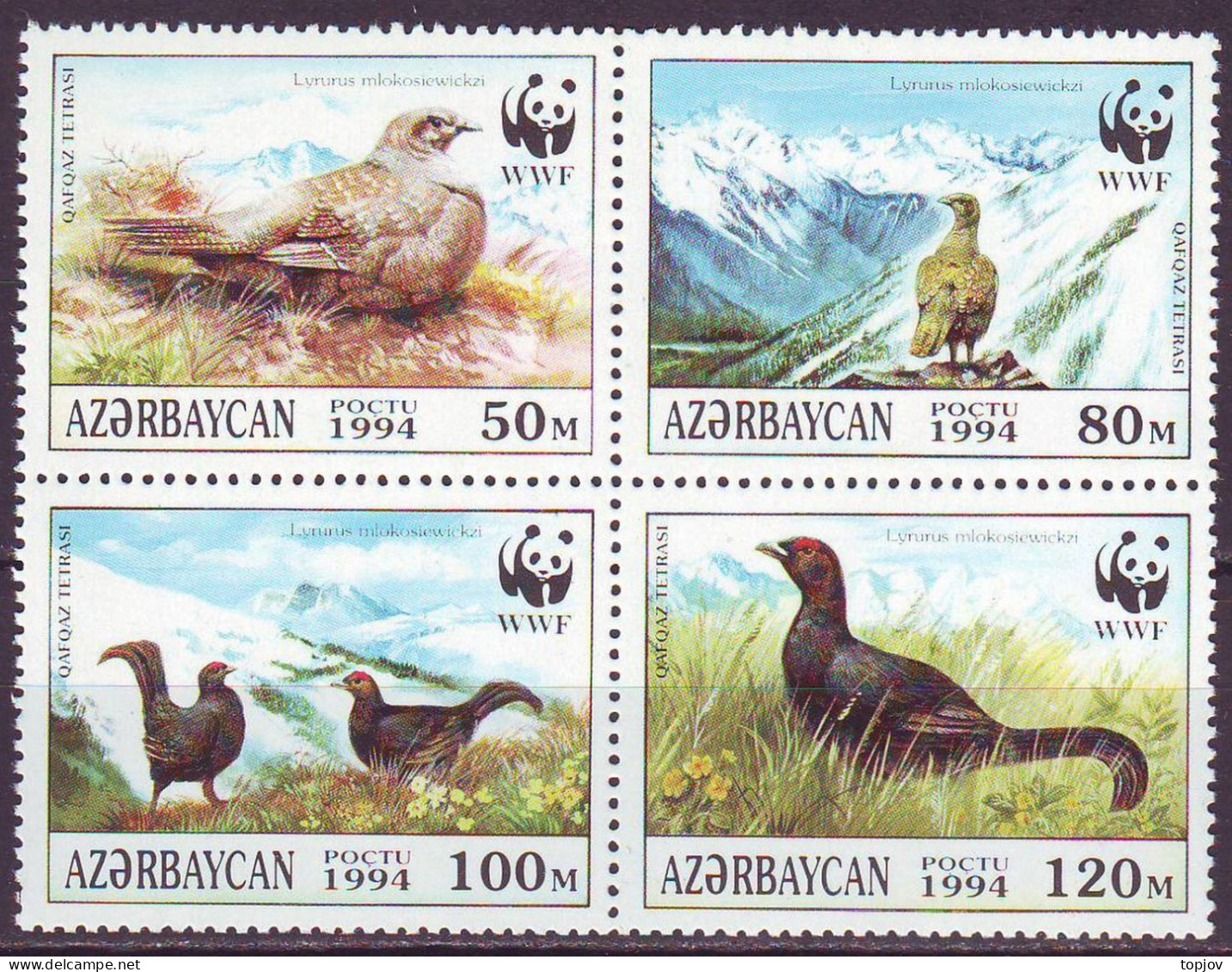 AZERBAIJAN - WWF - BIRDS GROUSE - **MNH - 1994 - Unused Stamps