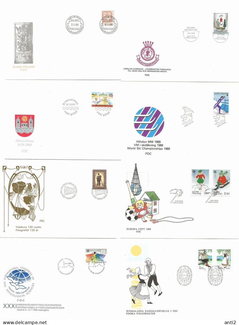 Finland   1989 13 Different, FDCs     Mi 1068-1095 (ink Bloc 5), 1090-1093 - Lettres & Documents