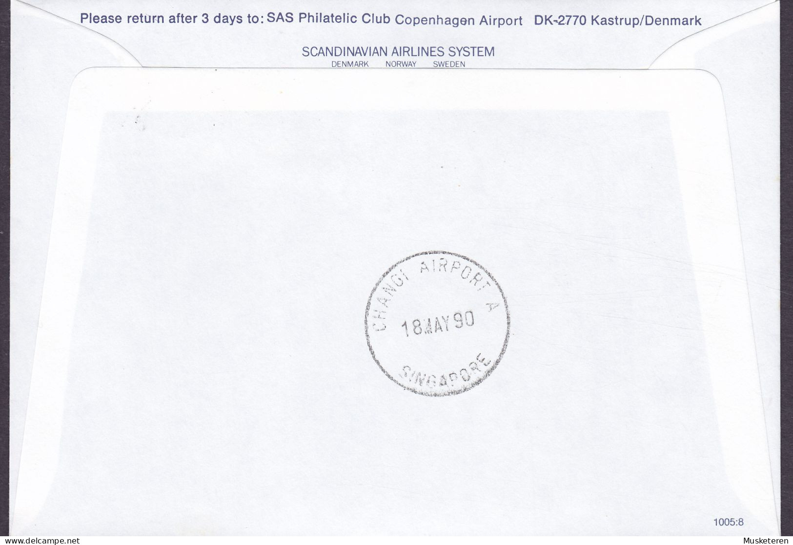 Denmark SAS First Nonstop Boeing-767 Flight COPENHAGEN-SINGAPORE, KØBENHAVN 1990 Cover Brief Lettre Flora Danica - Brieven En Documenten