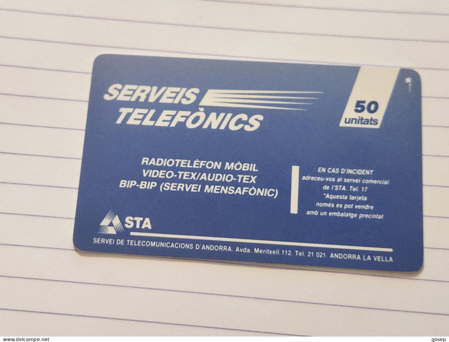 ANDORRA-(AD-STA-0011)-Telecommunication-(6)(50units)(03/1993)(tirage-20.000)used Card+1card - Andorra