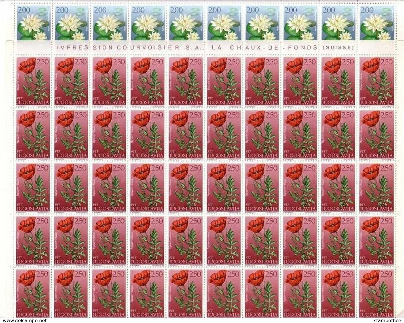 JUGOSLAWIEN MI-NR. 1420-1425 POSTFRISCH BOGENTEIL(50) BLUMEN MALVE SEEROSE KLATSCHMOHN - Ongebruikt