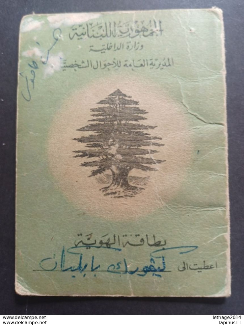 DOCUMENT IDENTITY CARD LEBANON 1961 CANCEL + FISCAL CONSULAR - Libano