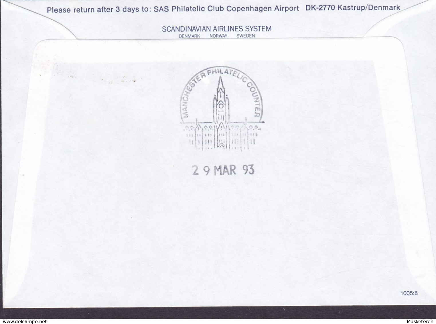 Sweden SAS First DC-9 Flight STOCKHOLM-MANCHESTER 1993 Cover Brief Lettre Lemming Rodent King Gustav Vasa (Cz. Slania) - Lettres & Documents