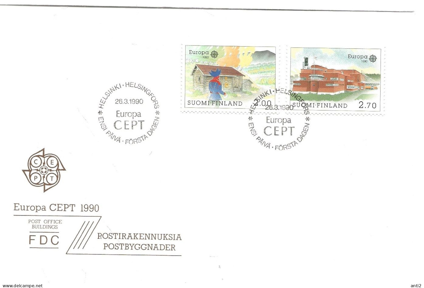 Finland   1990 Europe: Postal Facilities. Mail Department, Nuvvus  Aiv) Main Post Office, Turku, Mi 1108-1109 FDC - Cartas & Documentos