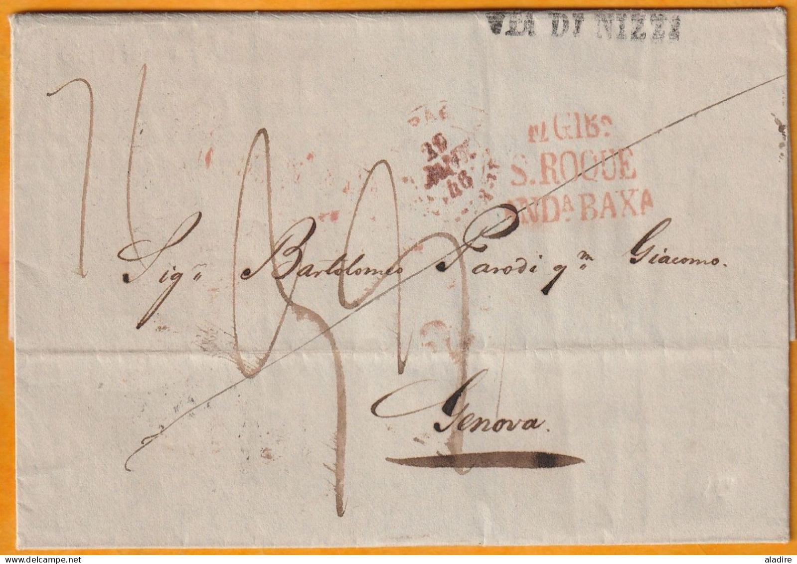 1846 - Entire Letter With Text In Italian From GIBRALTAR, GIBILTERRA, GB To GENOVA, Gênes, Piemonte Sardegna - Gibraltar