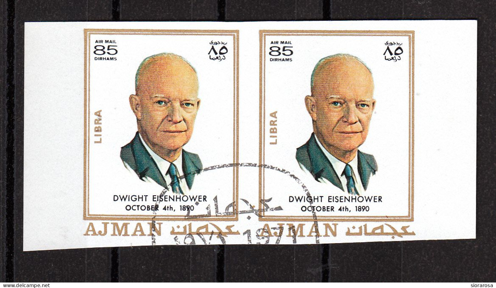 Ajman 1971 Dwight David Eisenhower (1890-1969) - Zodiaco Bilancia Libra -  Imperf. Zodiac - Astrology