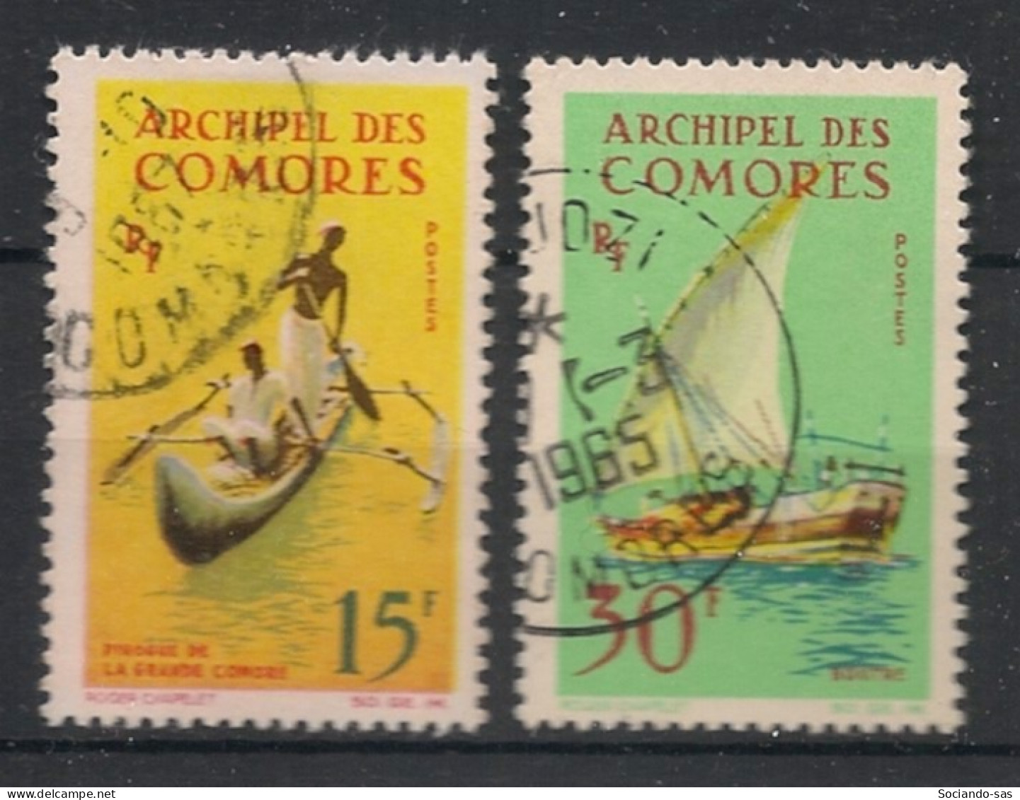 COMORES - 1964 - N°YT. 33 à 34 - Embarcations - Oblitéré / Used - Usati