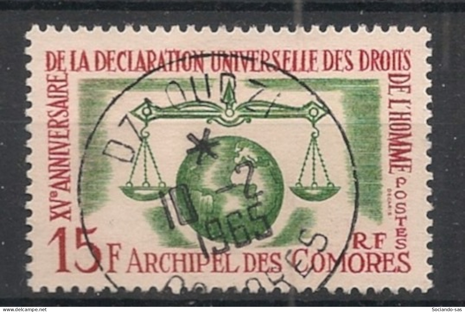 COMORES - 1963 - N°YT. 28 - Droits De L'Homme - Oblitéré / Used - Gebraucht