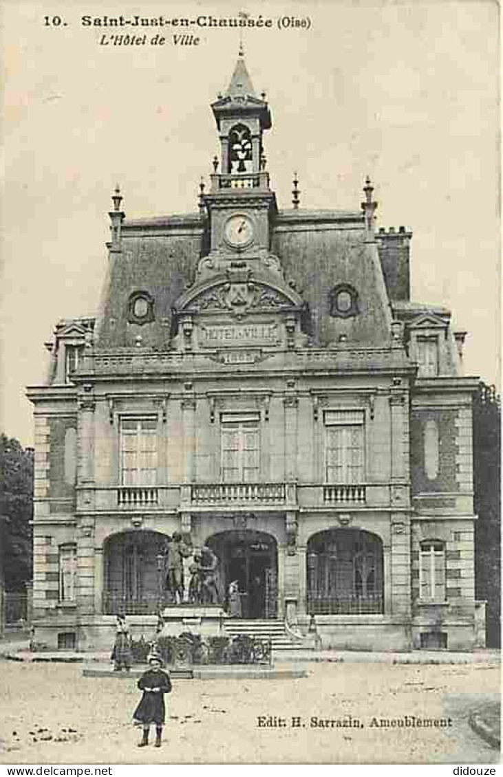 60 - Saint Just En Chaussée - L'Hotel De Ville - Animée - Monument - CPA - Voir Scans Recto-Verso - Saint Just En Chaussee