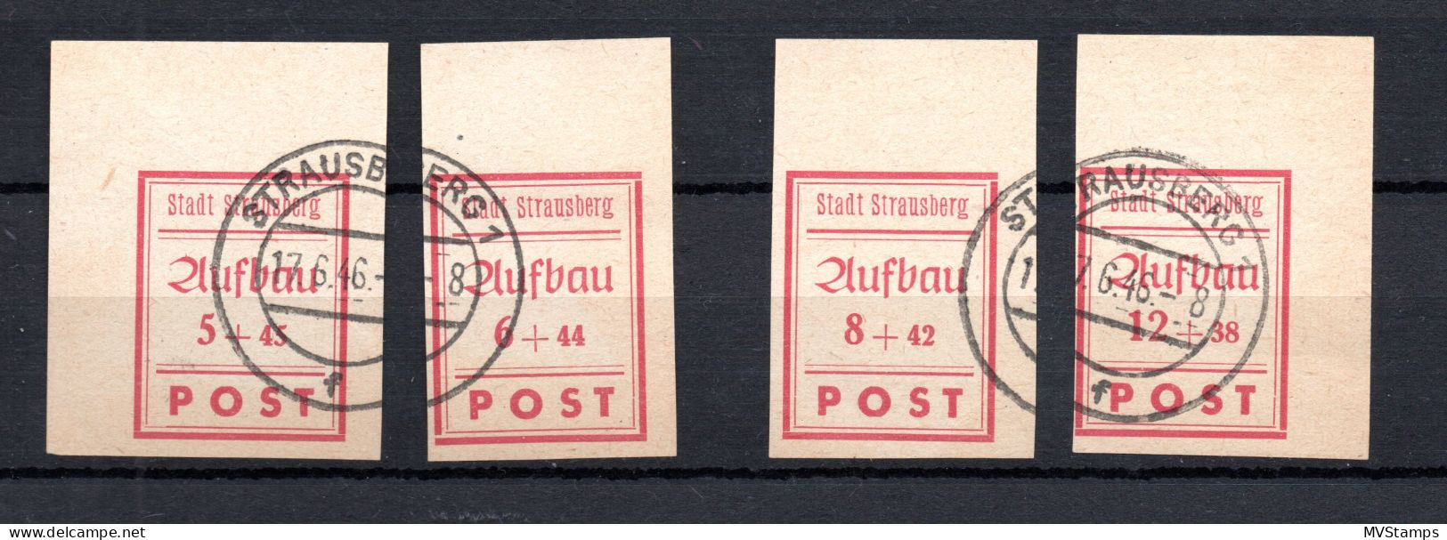 Strausberg (Germany) 1946 Old Set Local Stamps (Michel 34/37) Used - Oblitérés