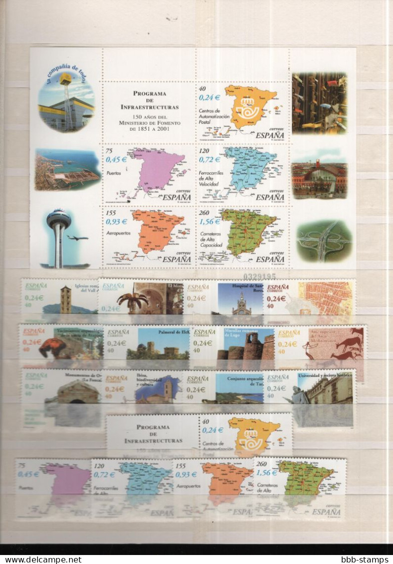 Spanien Year Cpl As Shown Mnh/**  2001 - Années Complètes