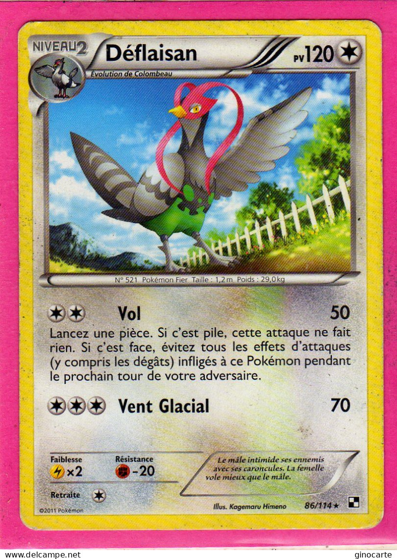 Carte Pokemon Francaise 2011 Noir Et Blanc 86/114 Deflaisan 120pv Occasion - Black & White