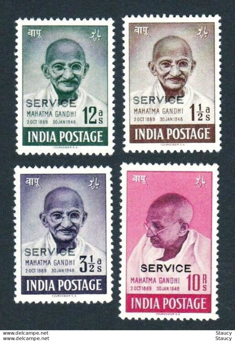 India 1948 Mahatma Gandhi Mourning Replica 4v SET "Service" Overprint (SGO150a - SGO150d) MINT As Per Scan - Mahatma Gandhi