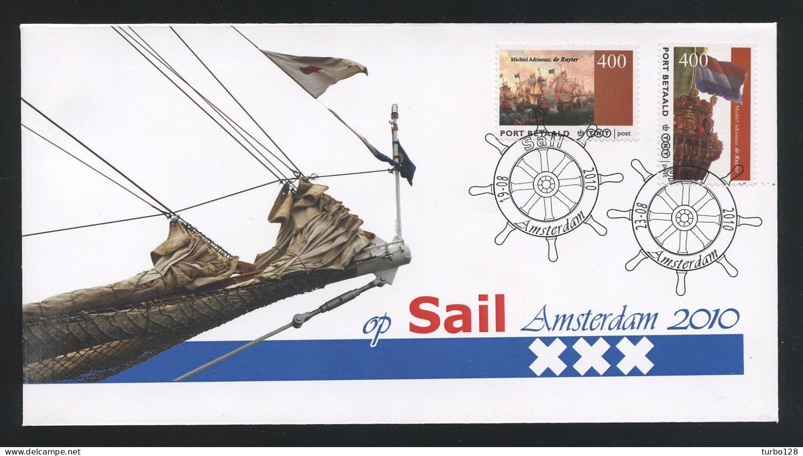 PAYS-BAS 2010 Enveloppe Sail PORT BETAALD Bateaux Voiliers Sailboat Michiel Adriaensz De Ruyter Superbe - Brieven En Documenten