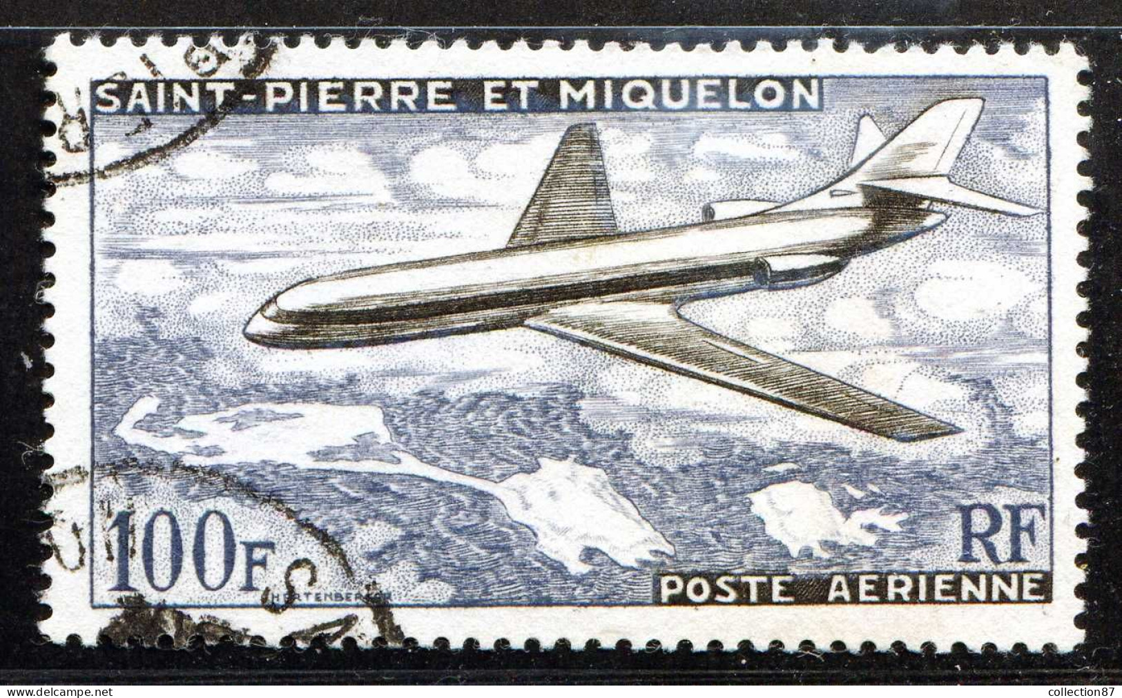 REF 086 > SAINT PIERRE Et MIQUELON < PA N° 25 Ø < Oblitéré < Ø Used > SPM Poste Aérienne - Aéro - Avion Caravelle - Usados