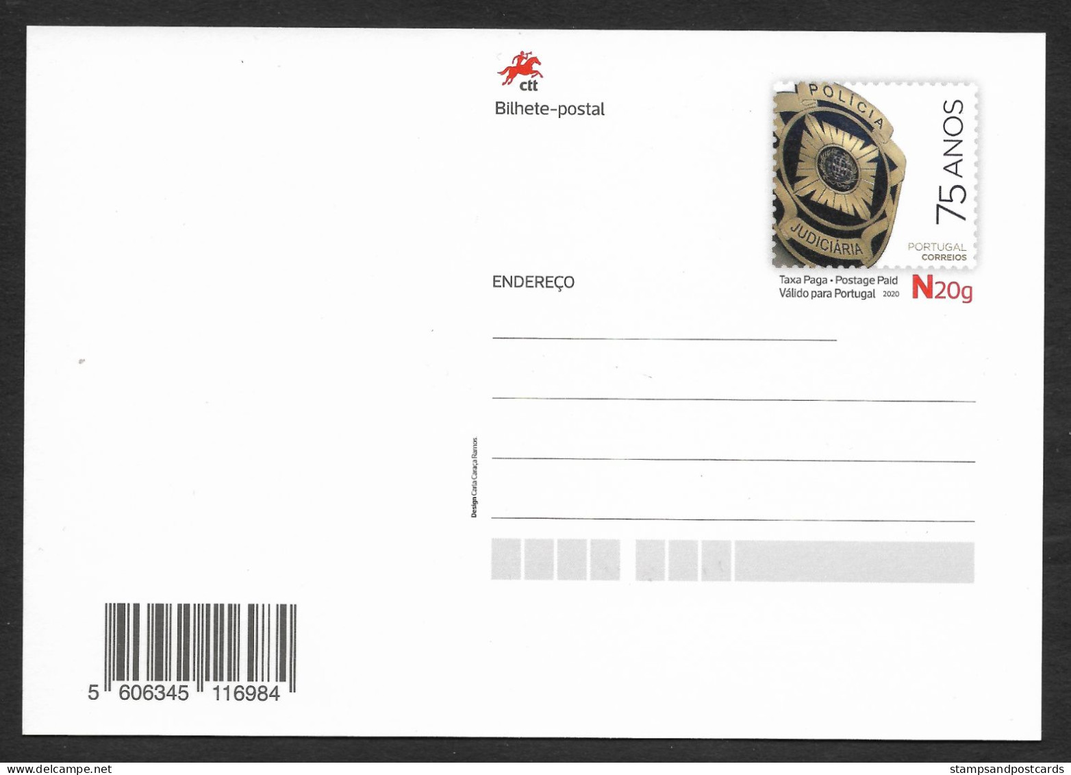 Portugal Carte Entier Postal 75 Ans Policia Judiciária Police Criminelle 2020 Stationery Criminal Police - Politie En Rijkswacht