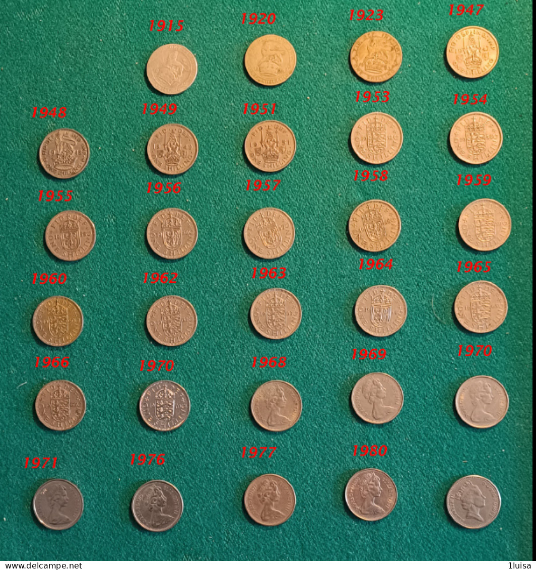GRAN BRETAGNA 29 Monete Originali Differenti Per Data 1 Shilling - Andere & Zonder Classificatie