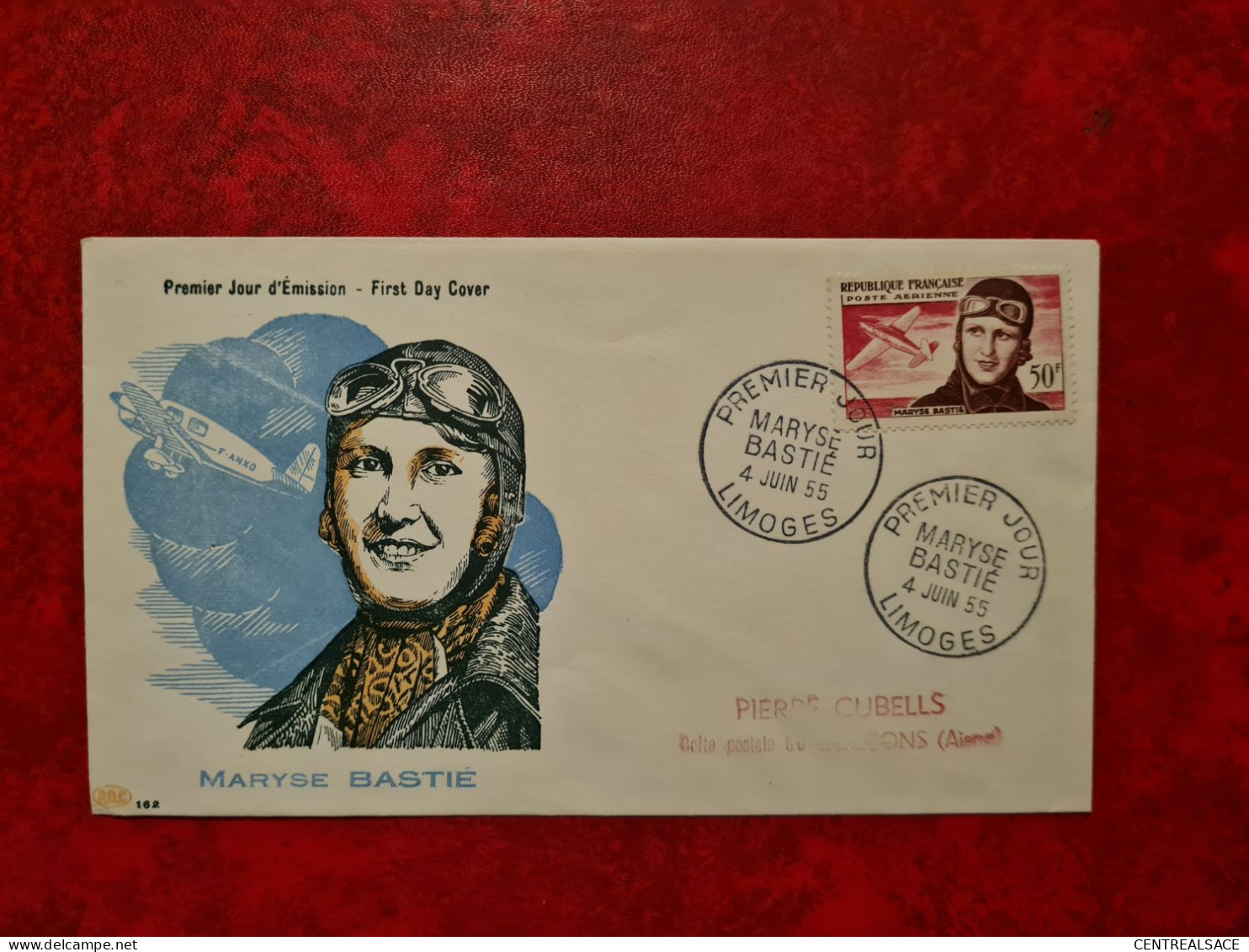 FDC 1955 MARYSE BASTIE LIMOGES POSTE AERIENNE - 1950-1959