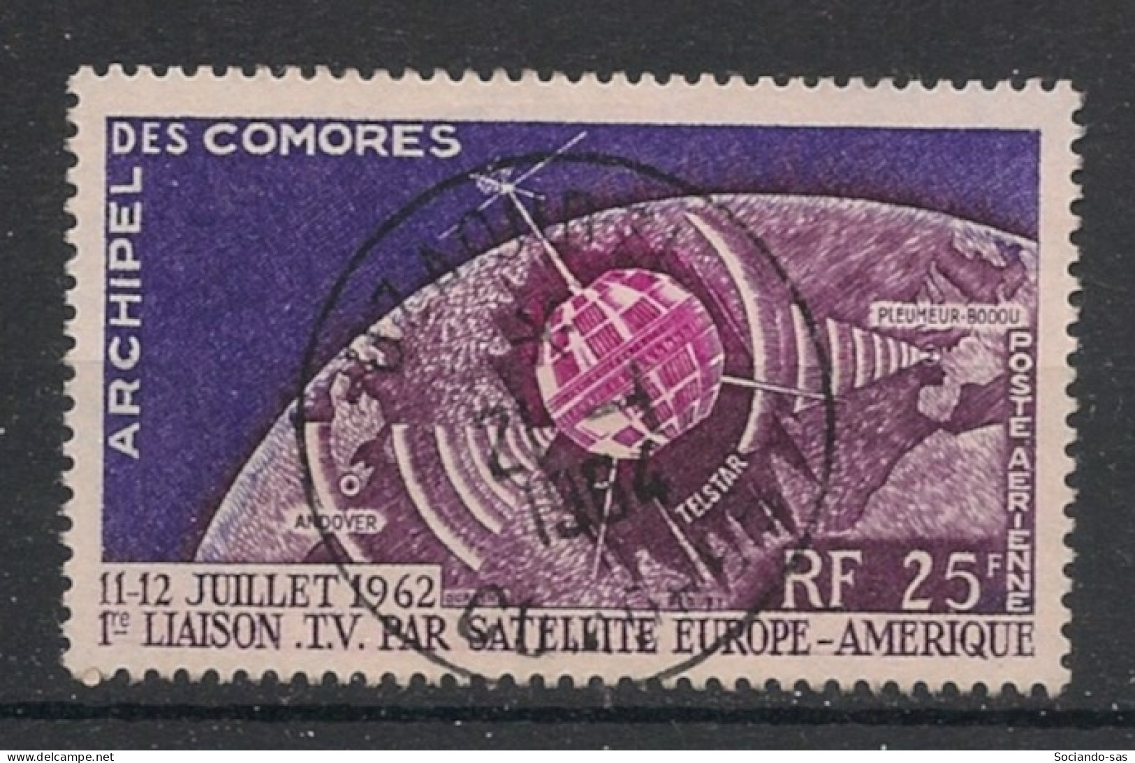 COMORES - 1962 - Poste Aérienne PA N°YT. 7 - Telecommunications Spatiales - Oblitéré / Used - Gebraucht